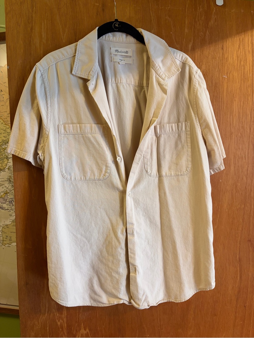 Madewell Beige Short Sleeve Button-Front Camp Shirt